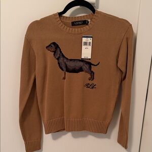Ralph Lauren Brown Sweater with Dachshund Motif